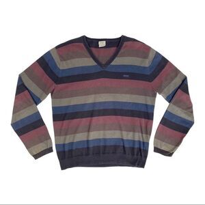 Vintage Y2K WESC Striped V-Neck Sweater